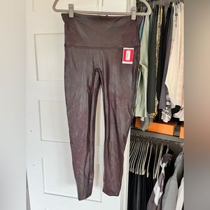 Spanx leggings, metallic wine, faux leather, XL, NWT